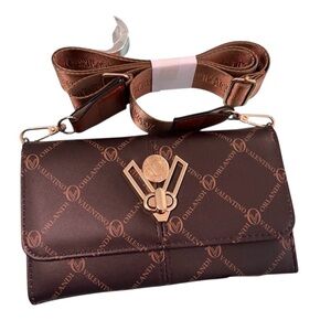 Valentino Orlandi Brown Crossbody Bag with Gold Accent